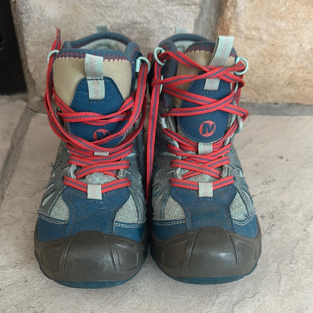 Merrell Kids Blue and Red Hiking Boots
